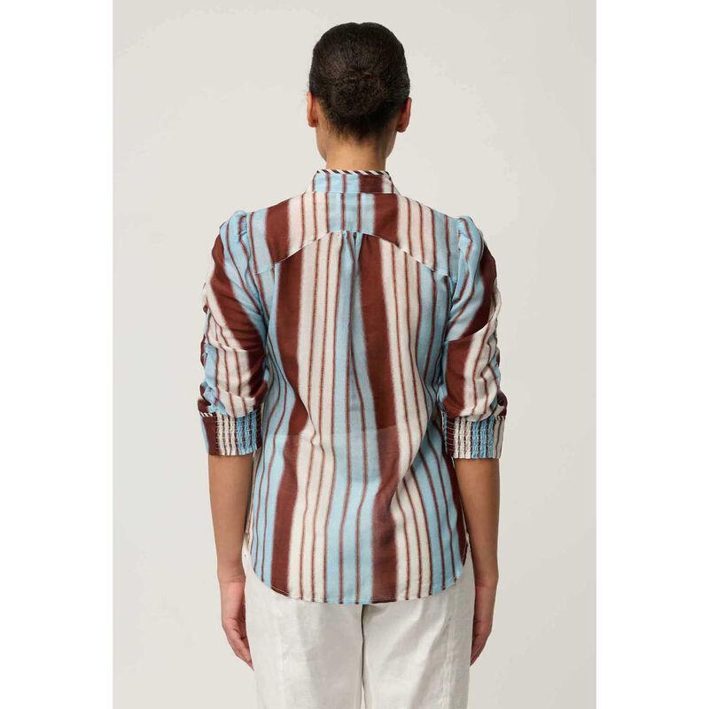OnceWas Calantha Cotton Silk Contrast Blouse image number 1